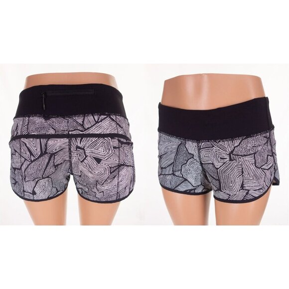 Lululemon Run Speed Short Size 4 Dottie Tribe White Black - Picture 2 of 8